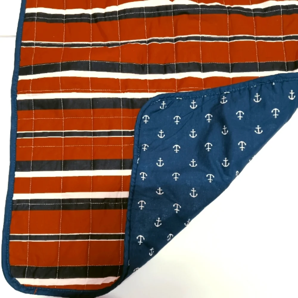 Nautica PAIR Nautical Standard Pillow Shams Stripes & Anchor Print